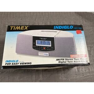 VTG Timex INDIGLO T478 AM/FM Stereo Cassette Twin Alarm Clock Radio‎ – Tested